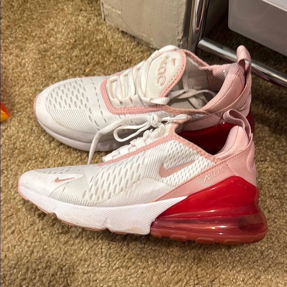 Nike White and Pink Sneakers Air Max 270